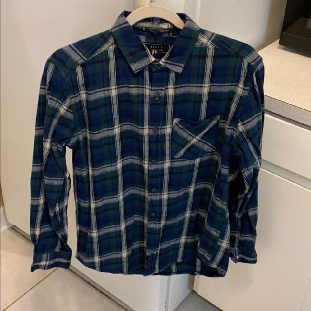 Stapleford green and blue flannel single pocket